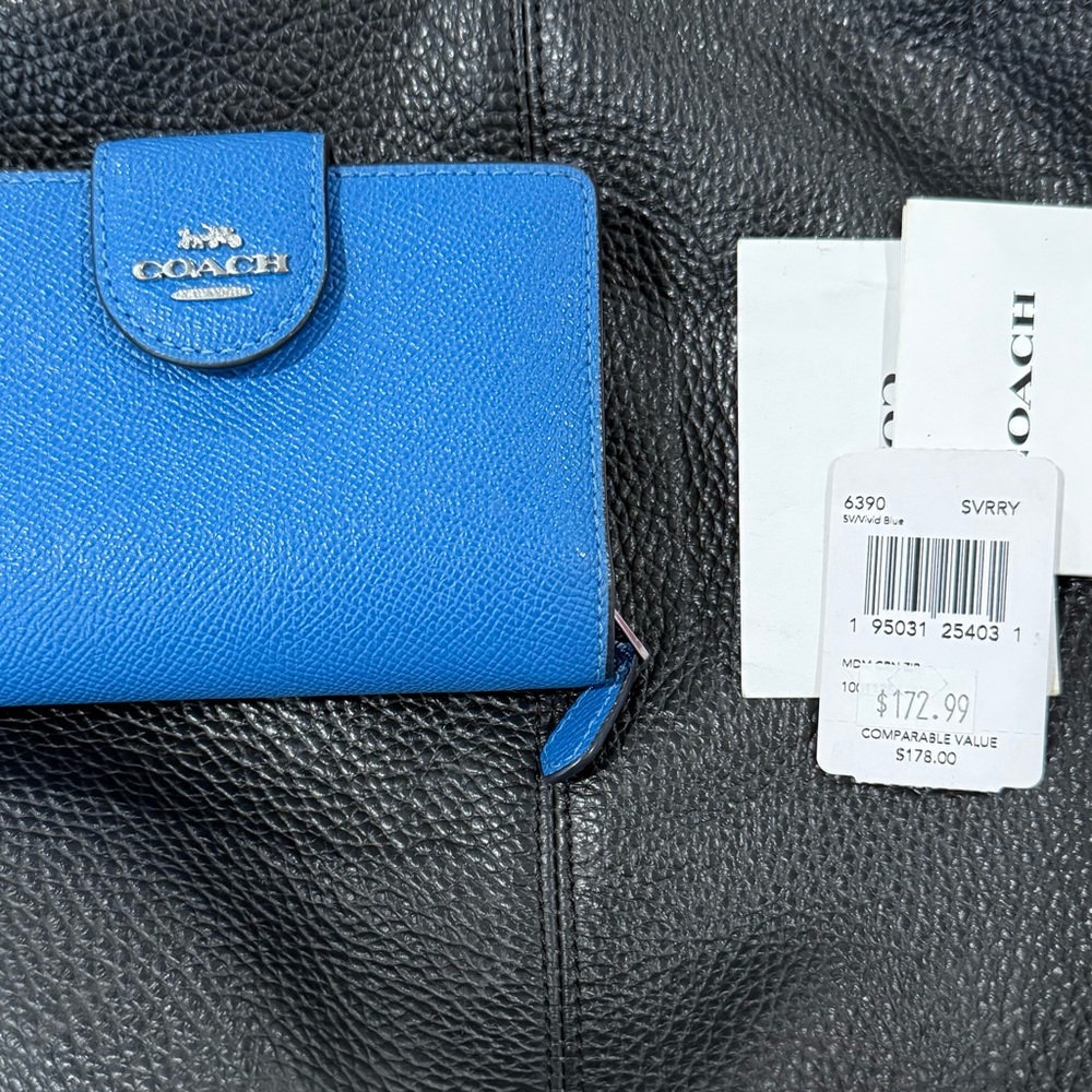 Coach Vivid Blue Leather small trifold Wallet - Picture 2 of 8